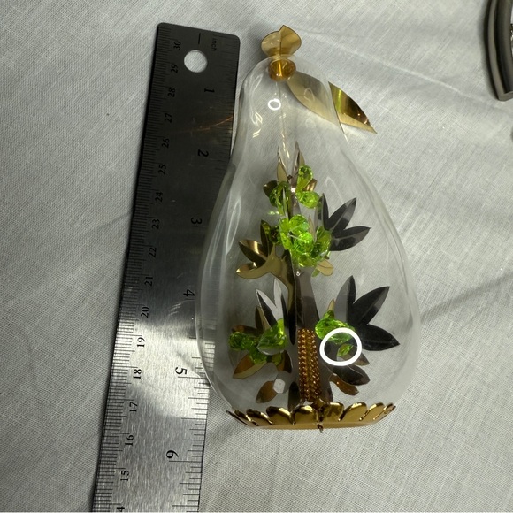 Vintage Ornament Resl Lenz Pear Tree Christmas 60s Germany Glass Retro Foil - Picture 7 of 7